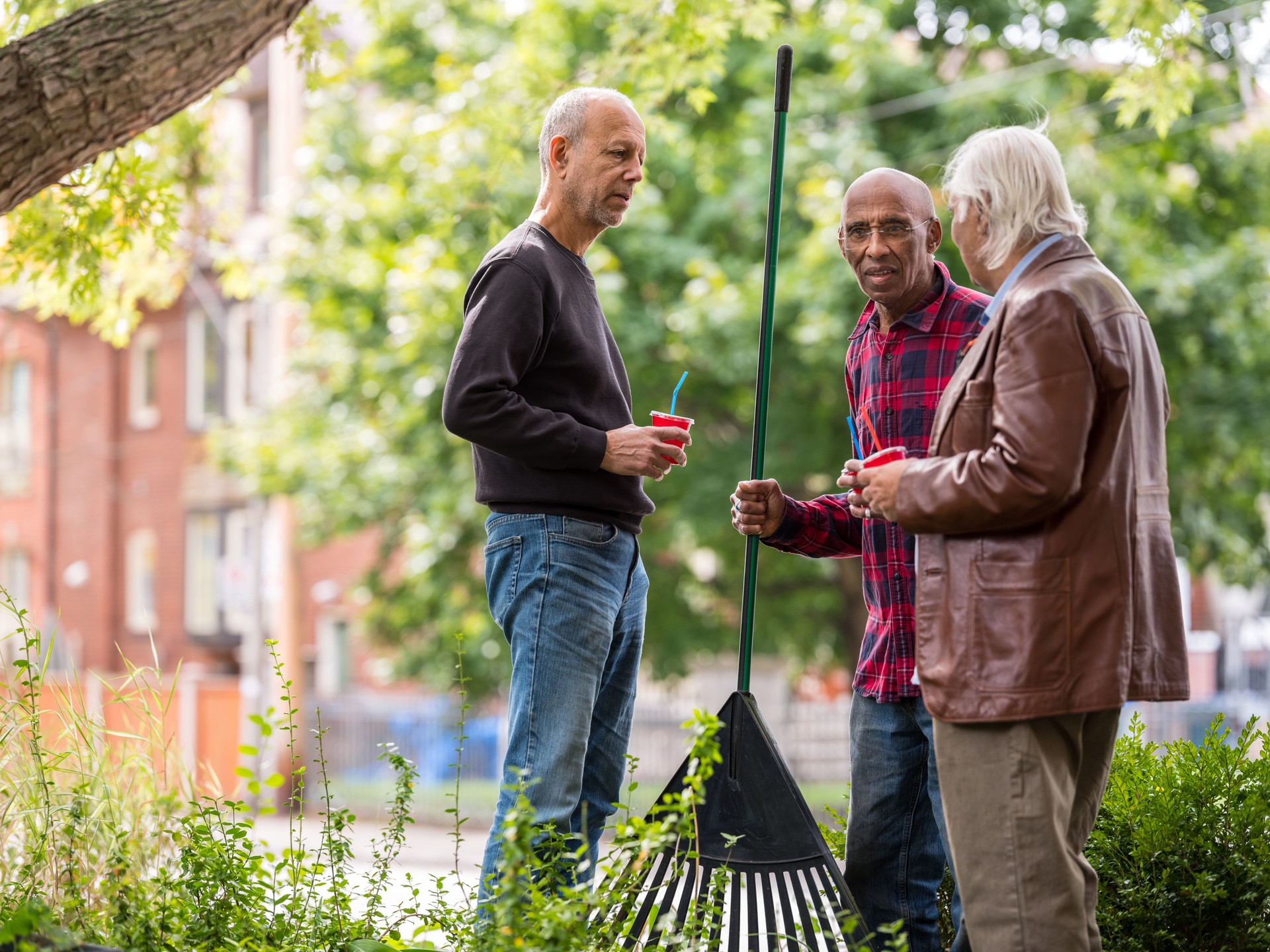 Senior neighbors friendly talk